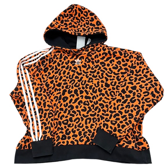 adidas Originals x Rich Mnisi Plus all over leopard print hoodie in orange 1X - Picture 8 of 10